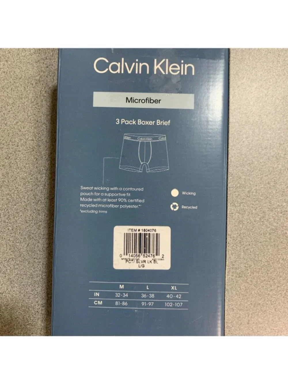NWT Calvin Klein Men's Large Blue3-Pack Boxer Briefs Microfiber